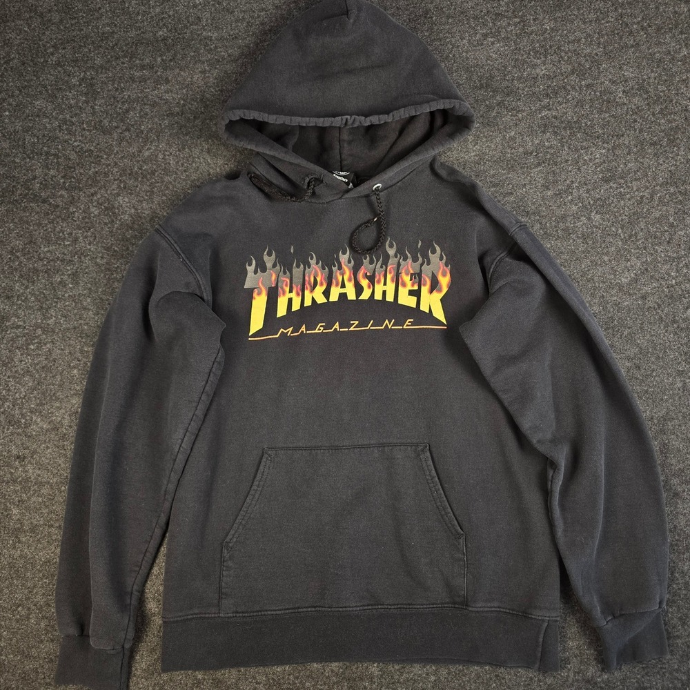 THRASHER Magazine Hoodie Sweatshirt Flame Logo SAN FRANCISCO Skateboard Size S